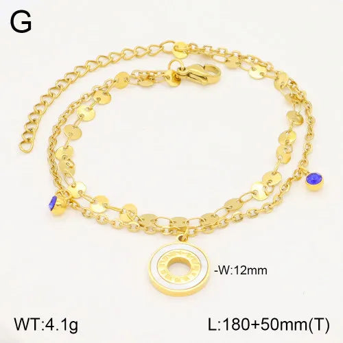 Casual Elegant Cross Moon Heart Shape 304 Stainless Steel 18K Gold Plated Rhinestones cable chain Bracelets In Bulk