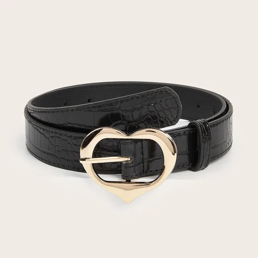 Simple Style Heart Shape Pu Leather Alloy Plating Women's Leather Belts