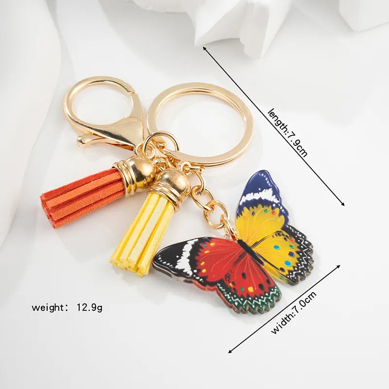 cute butterfly arylic epoxy women's bag pendant keychain