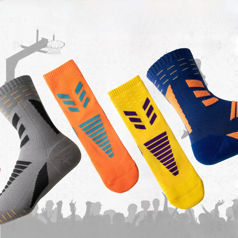 Autumn and Winter New Men's Socks Breathable Sweat-Absorbing Towel Bottom Sports Socks Fashionable Basketball Socks Socks Men's Medium Socks