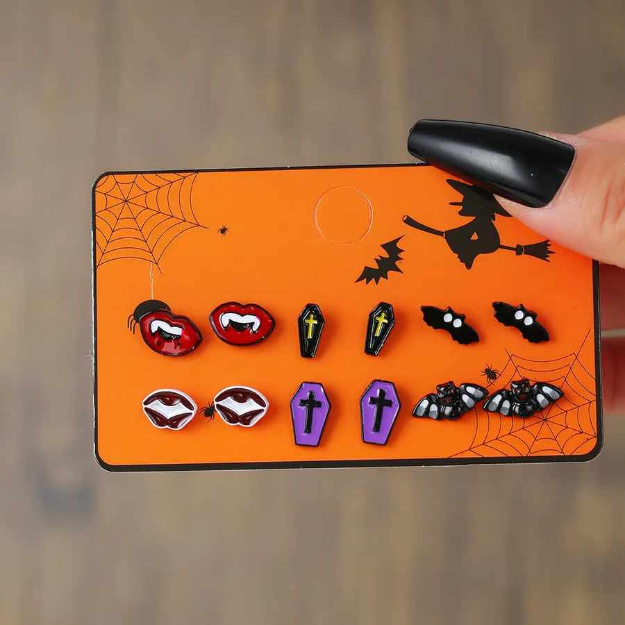 Halloween Horror Atmosphere Spider Pumpkin Skull Ear Cuff Combo Festive Ear Studs Set Unisex Original Design Alloy Jewelry
