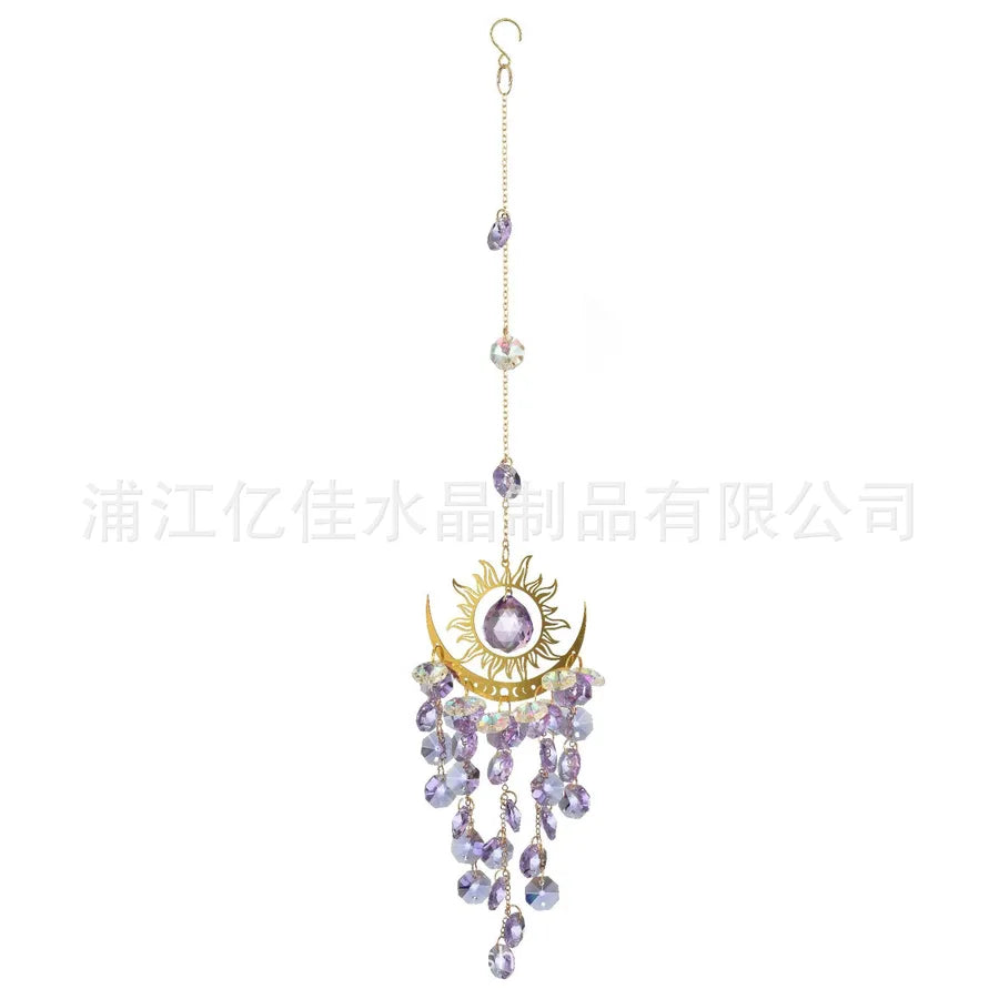 Simple Style Geometric Sun Moon Crystal Suncatcher Wind Chime Wall Art