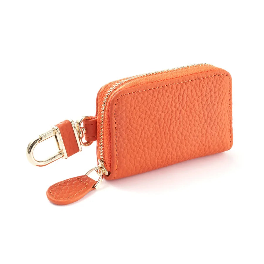 universal leather car key case  utility vehicle key case portable double zipper key case