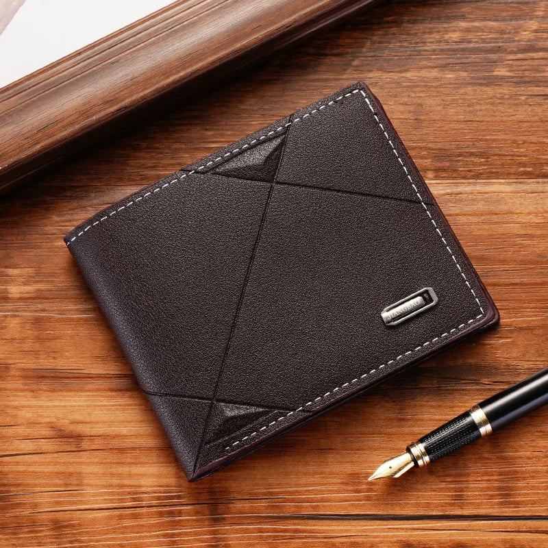 men's solid color pu leather open wallets