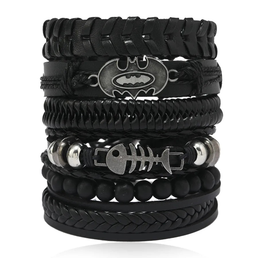 hip-hop solid color pu leather men's bangle 1 piece