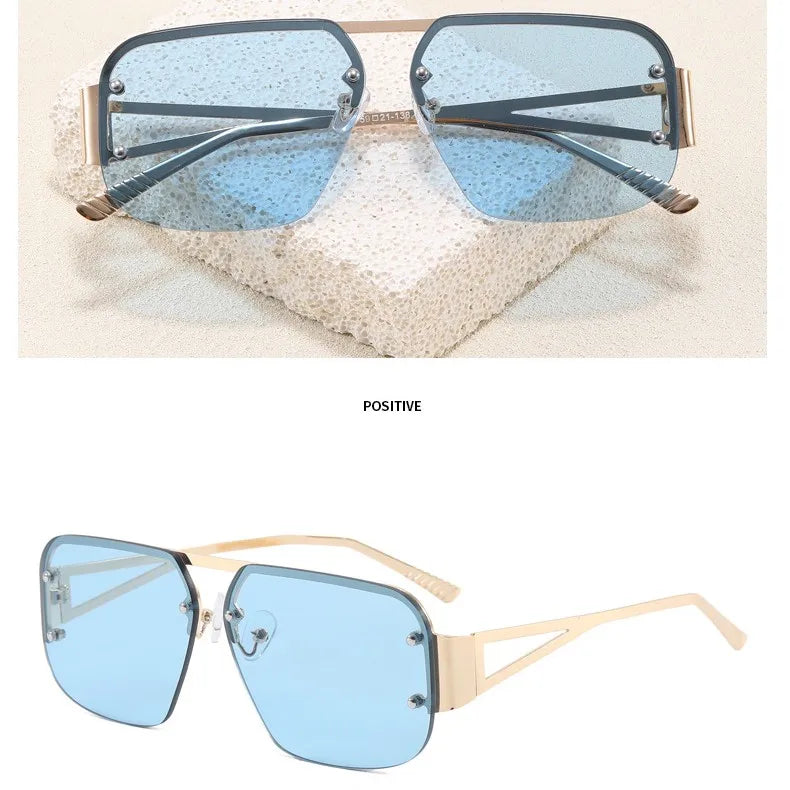 Basic Vacation Solid Color Pc Square Half Frame Women's Sunglasses
