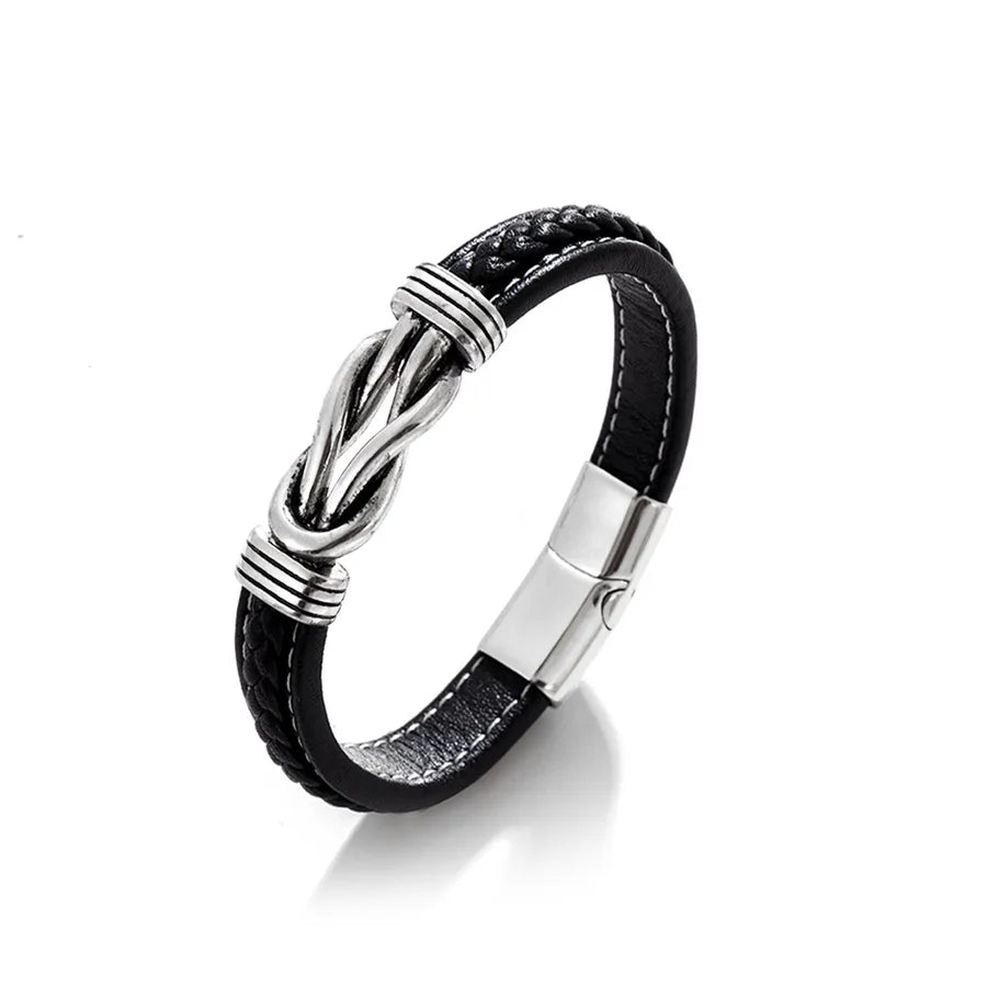 fashion solid color stainless steel pu leather polishing bangle 1 piece