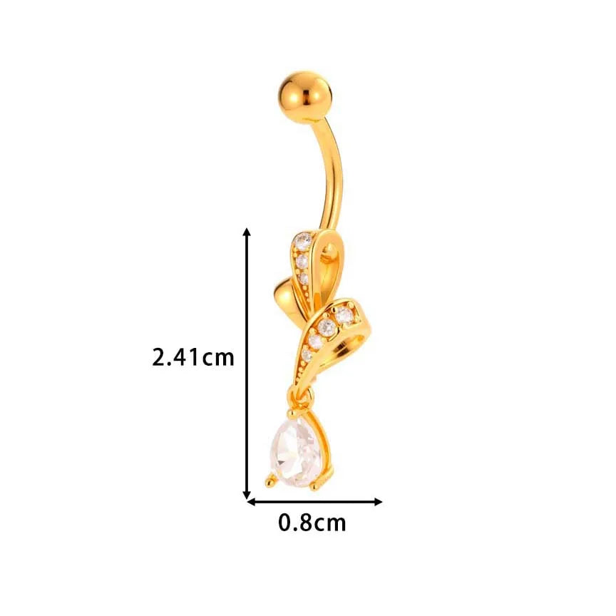 1 Piece Belly Rings IG Style Simple Style Classic Style Cross Flower Butterfly Copper Cross Flowers Butterfly Zircon Belly Rings