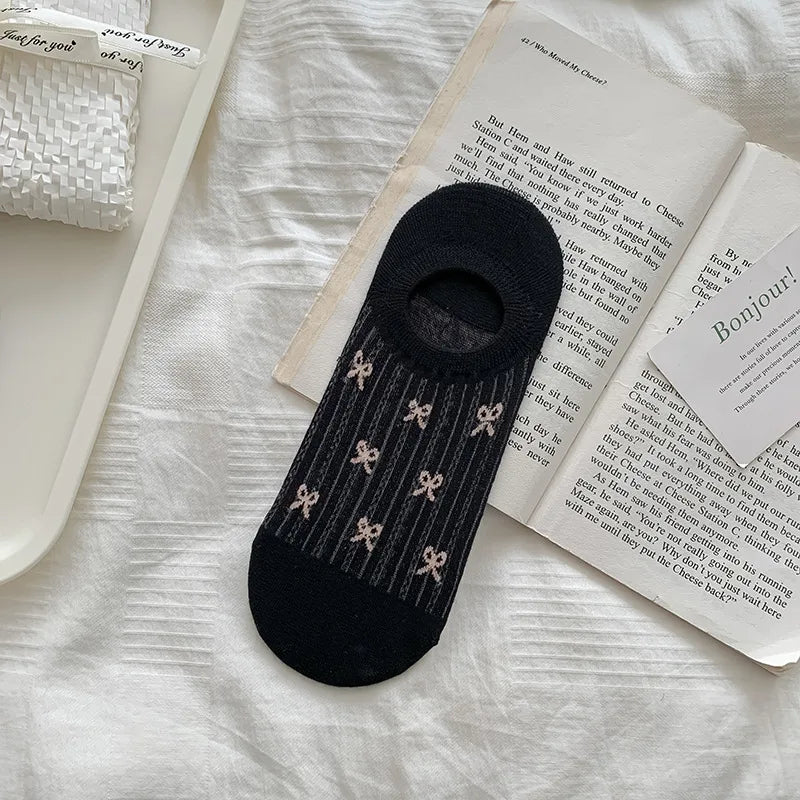 A Pair Cute Sweet Women's Bow Knot Cotton Ankle Socks
