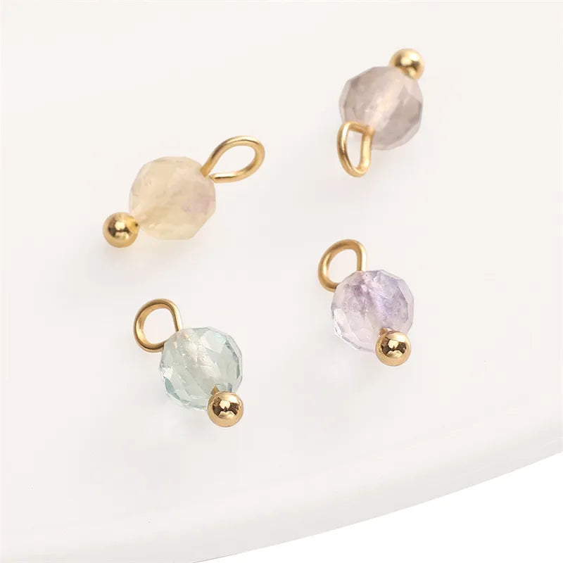 Handmade Natural Stone Pendant Beads Small Drop Earrings Bracelet Necklace Weaving Material Accessories Simple Style Jewelry
