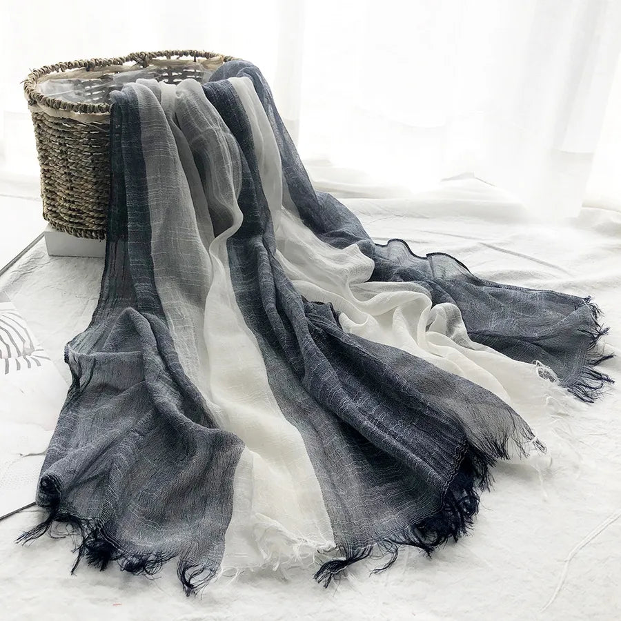 unisex sweet color block polyester long-staple cotton sewing cotton linen scarves