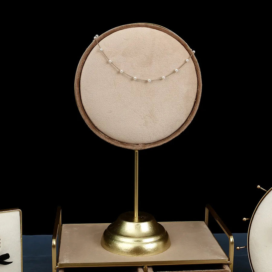 Artistic Velvet And Metal Jewelry Display Stand Necklace Bracelet Ring Tray Set Elegant Jewelry Box For Fashion Accessories