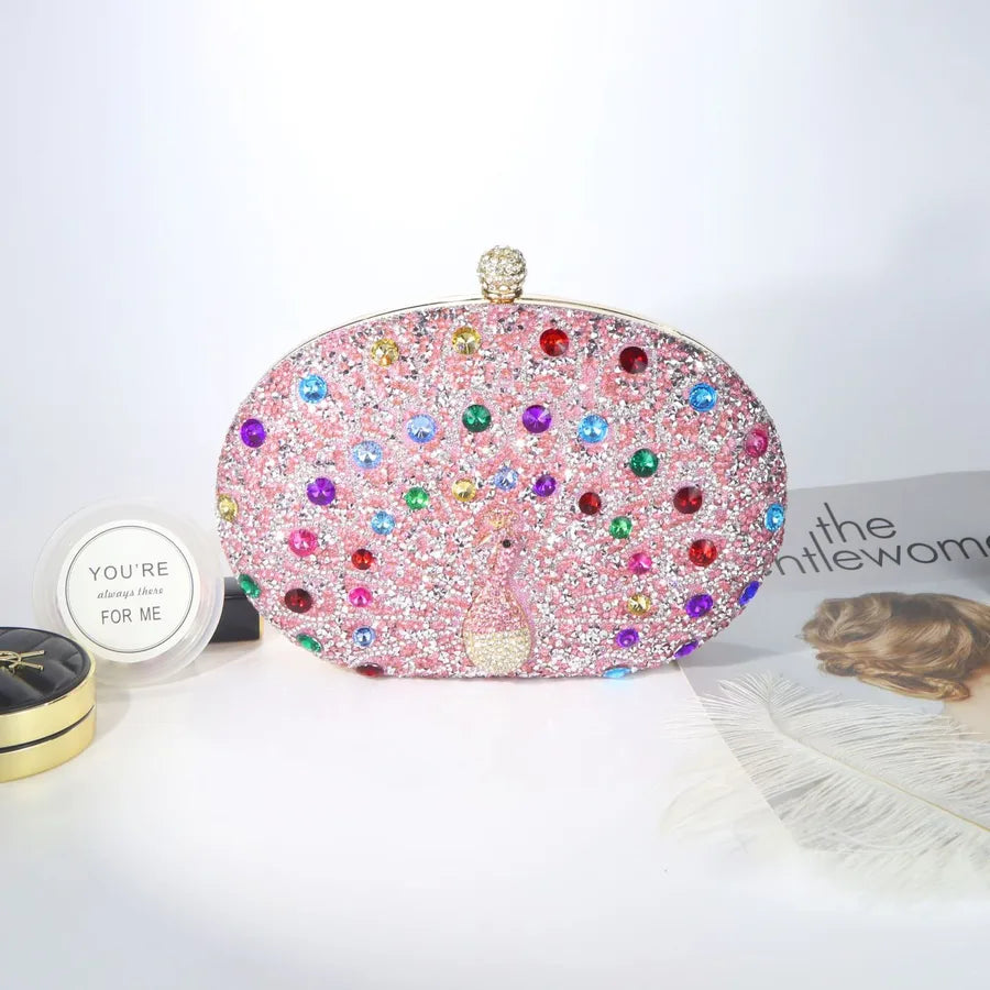 New  fashion peacock diamond retro exotic style messenger bag dinner bag high-end gift bag factory direct sales