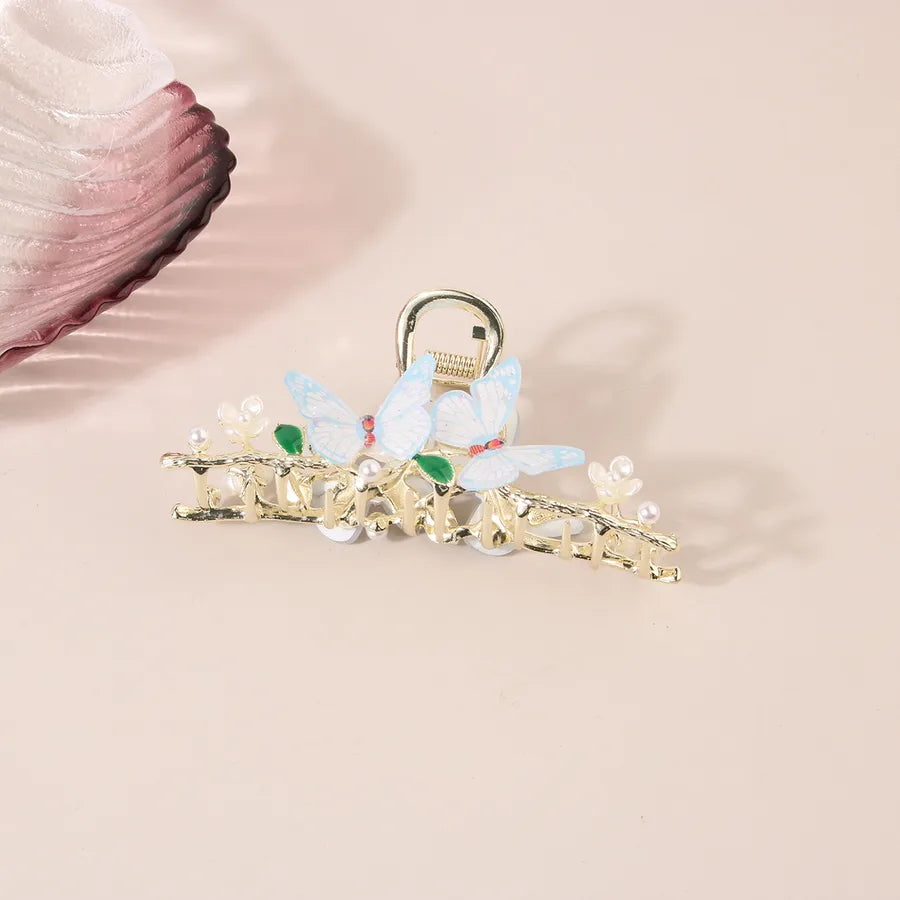 simple style New style sunflower tulip grain imitation pearl alloy inlay rhinestones hair claws