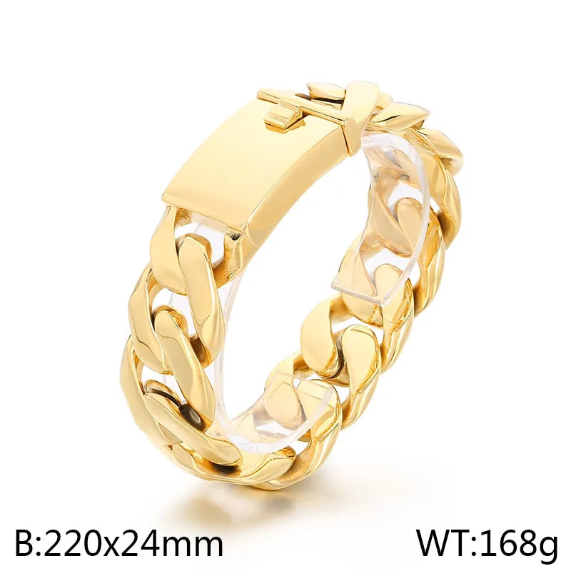 Vintage Style Geometric 304 Stainless Steel 18K Gold Plated Men's Bracelets