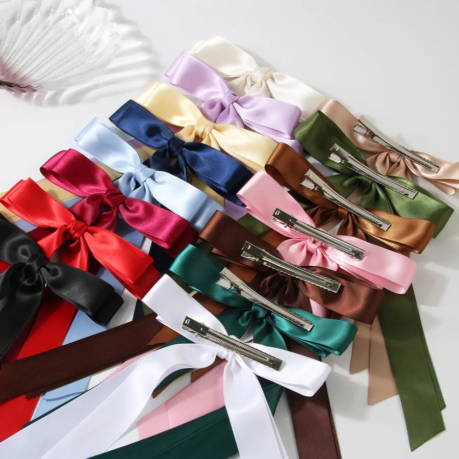 Women's Sweet Simple Style Classic Style Solid Color Bow Knot Cloth Hair Clip