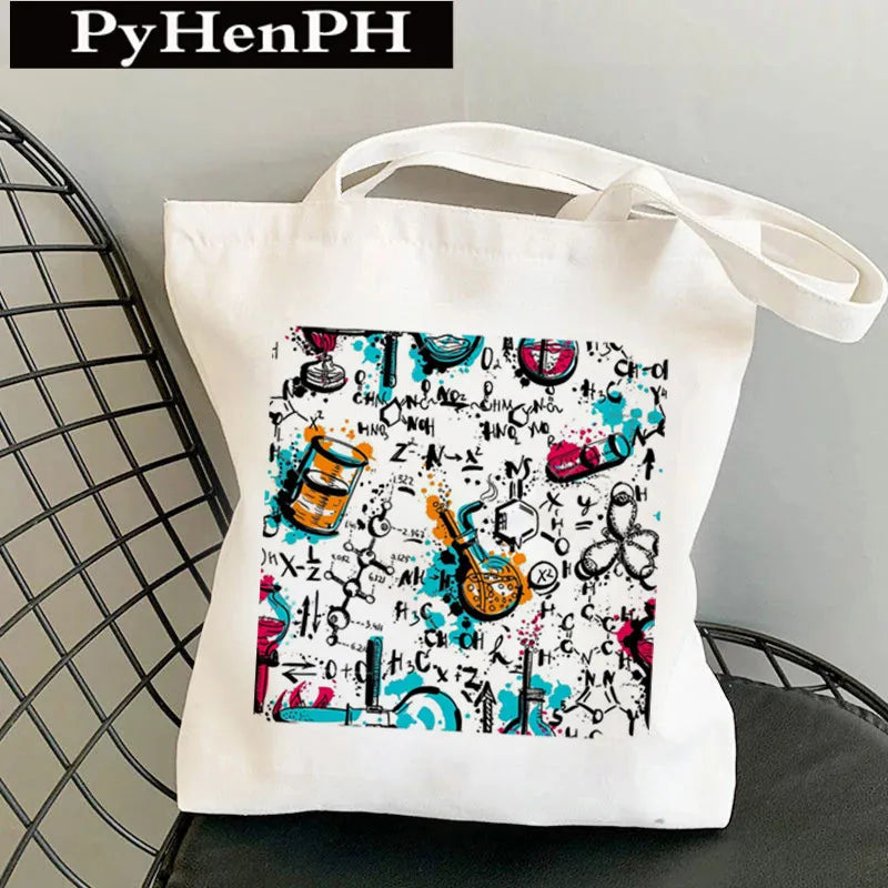 Unisex Canvas Printing Letter Cute Square Open Canvas Bag