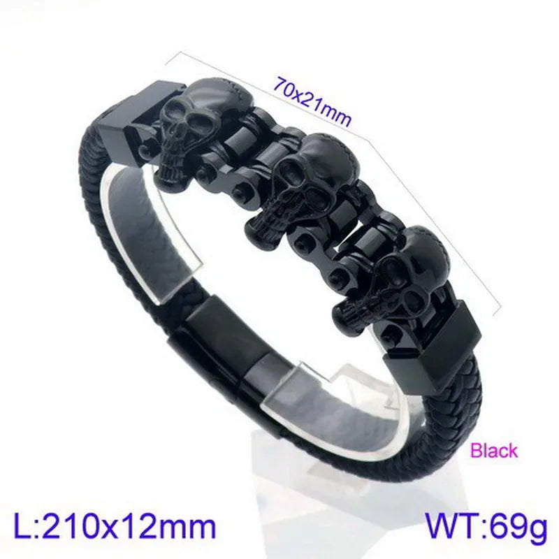 Hip-Hop Retro Color Block Pu Leather Titanium Steel Plating 18K Gold Plated Men's Bangle