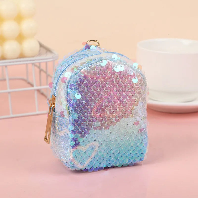 Kid'S Sequin Geometric Basic Square Zipper Coin Purse