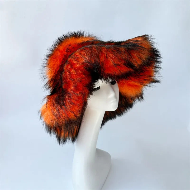 women's lady punk color block big eaves felt hat