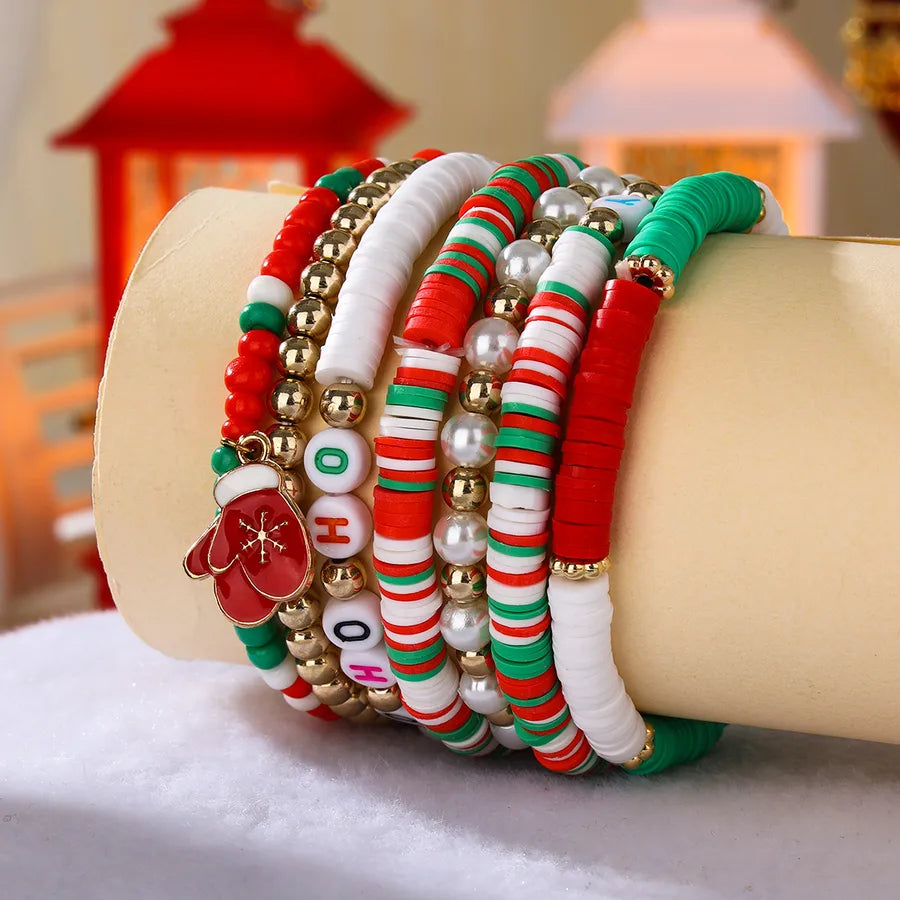 Sweet Letter Gloves soft clay Beaded Bracelets Christmas Wholesale