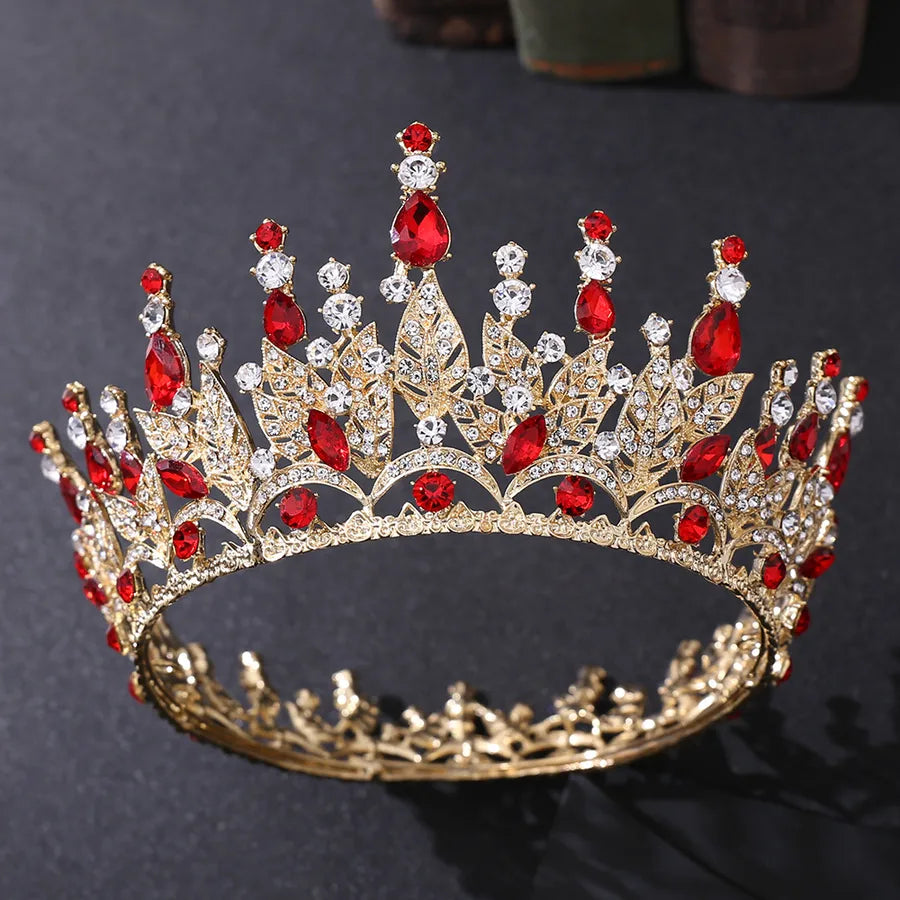 fashion leaf alloy inlay zircon crown 1 piece