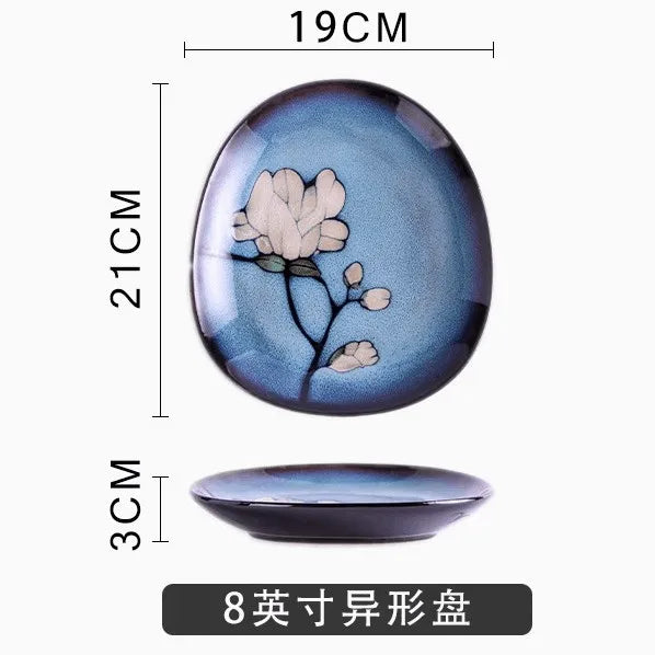 Retro Solid Color Flower ceramics Tableware 1 Piece