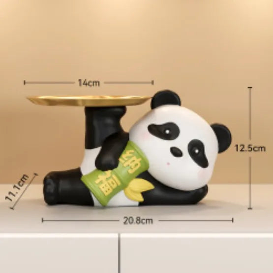 Cute panda decoration key storage living room home decoration creative gift wine cabinet entrance tray