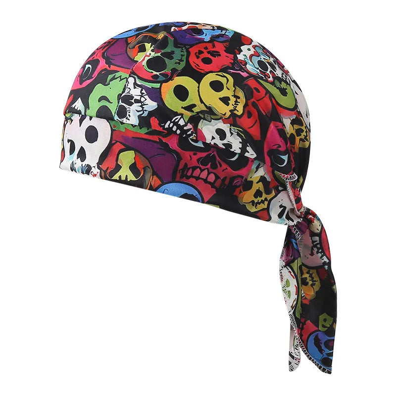 Fashionable Pirate Hat Headscarf Combo For Outdoor Sports And Halloween Party Unique Asymmetric Satin Design Chinese Style Hip Hop