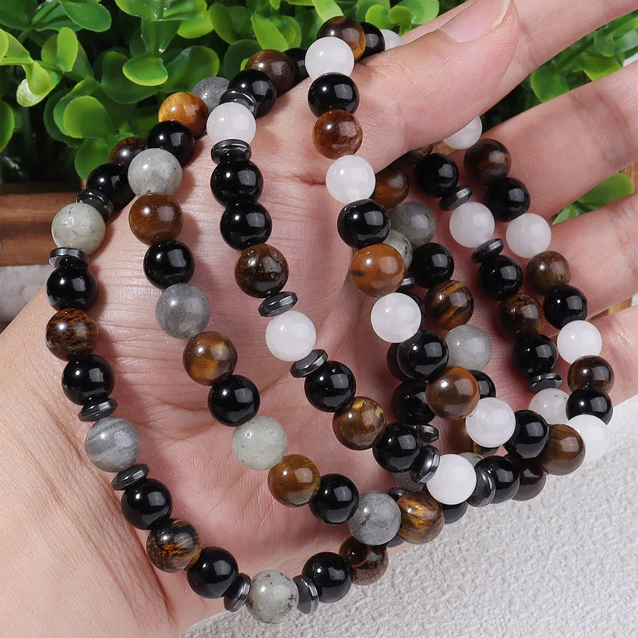 Popular Natural Stone Beaded Bracelet Yellow Tiger Eye Men's Retro Style Bracelet Yiwu Jewelry Wholesale