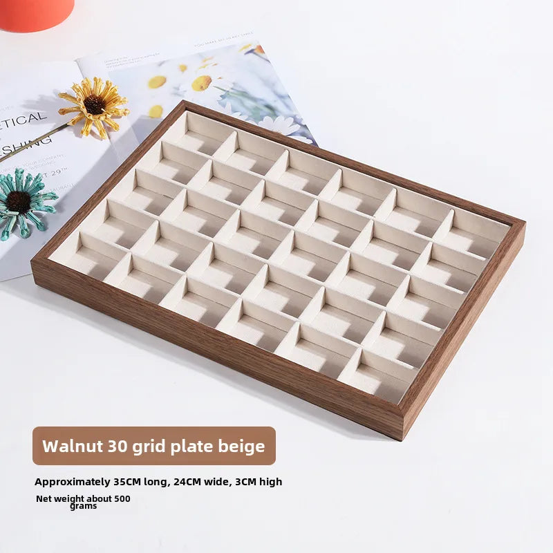 Walnut wood grain jewelry storage box ring tray stud earrings necklace watch tray jewelry bracelet display