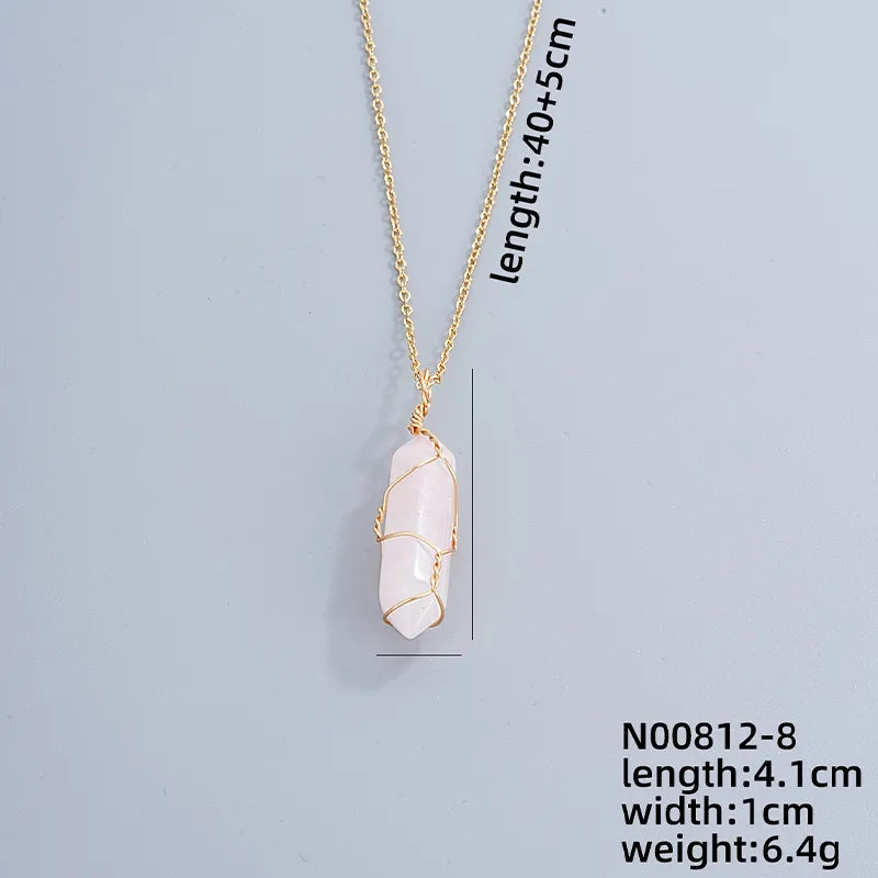 ig style handmade simple style geometric stainless steel natural stone pendant necklace