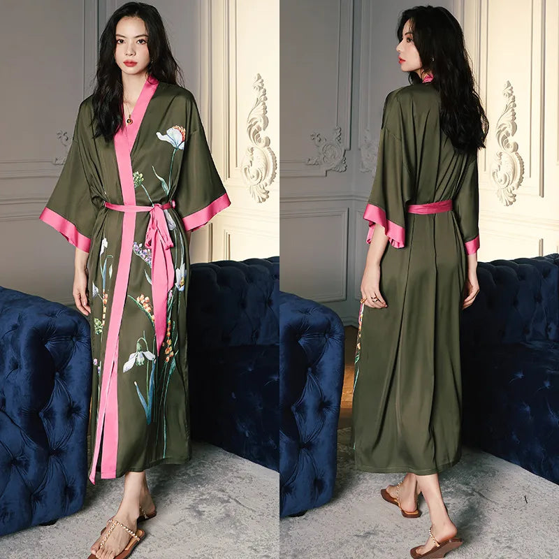 new satin chiffon ice silk light bathrobe multicolors