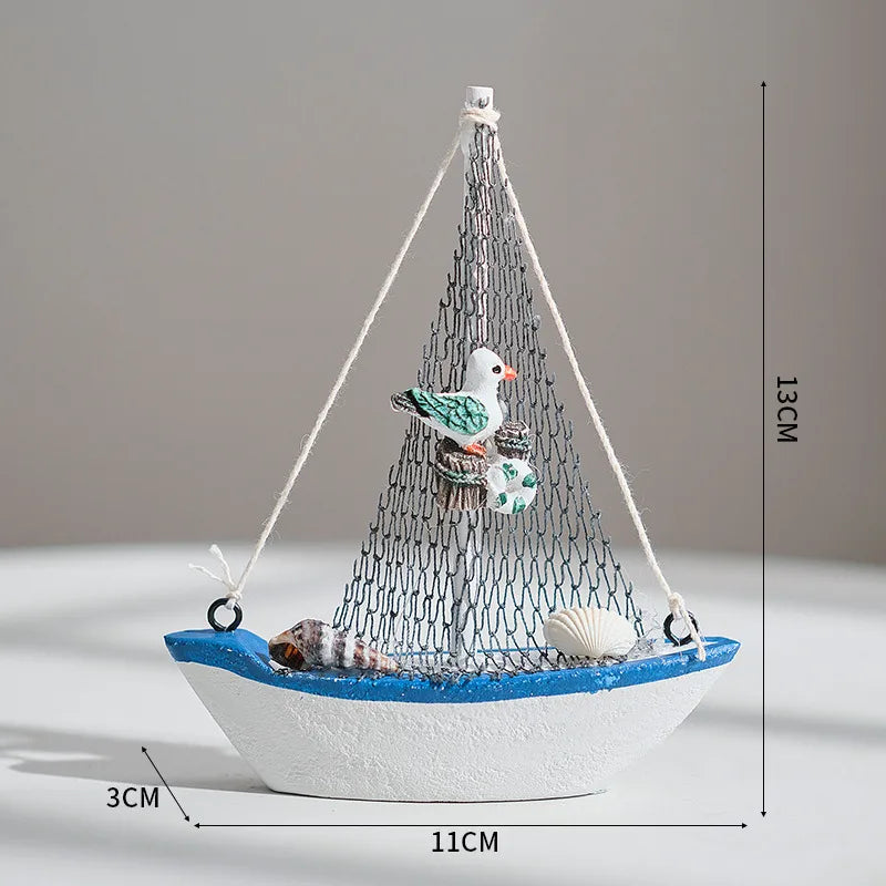 Mediterranean style 14cm boat sailboat model handmade creative home decoration ornaments