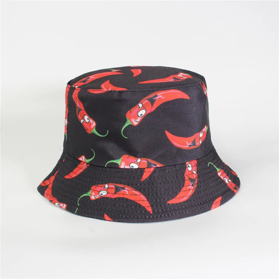 Double-Sided Fisherman Hat Women's Floral Print Sunshade Leaf Animal Cartoon Bucket Cap Spring Summer Elegant Casual Style