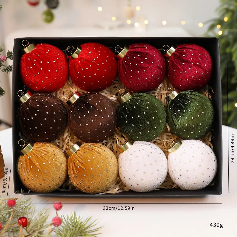 Luxurious Velvet Christmas Ball Ornament Star Embellished Christmas Tree Decoration Festive Fabric Star Stuffed Ball Hanging