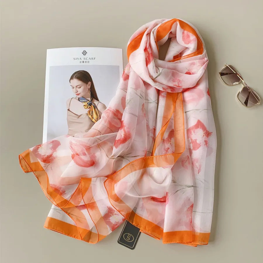 Women's Casual Geometric Polyester Printing Silk Scarf