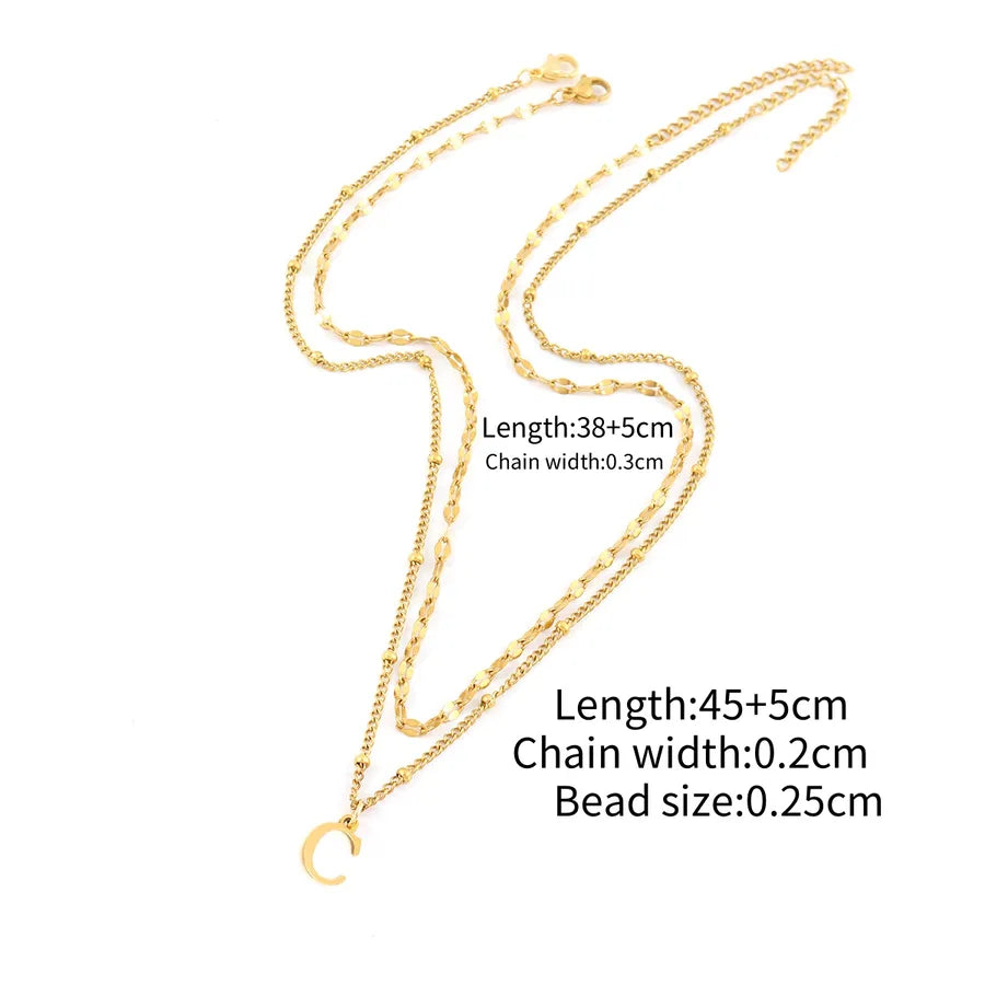 Wholesale Jewelry Simple Style Classic Style letter 201 Stainless Steel 304 Stainless Steel Side Clip Bead Necklace Lip Chain Pendant Necklace