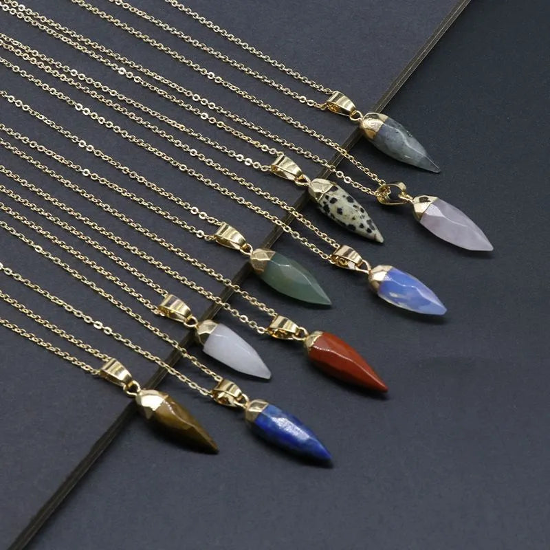 simple style chili natural stone polishing pendant necklace