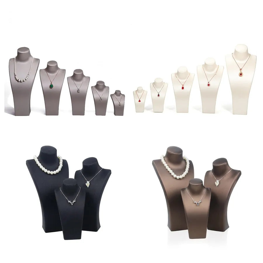 L-Shape Portrait Jewelry Necklace Display Stand Model Prop Matte Leather Pendant Window Counter Display Props