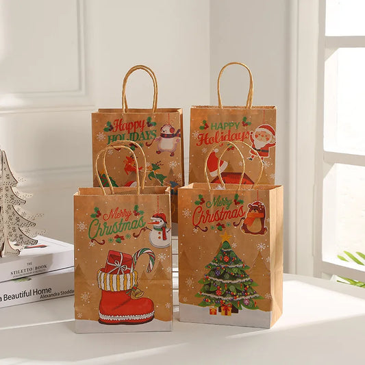 Christmas Cute Christmas Tree Santa Claus Snowman Kraft Paper Daily Gift Bags