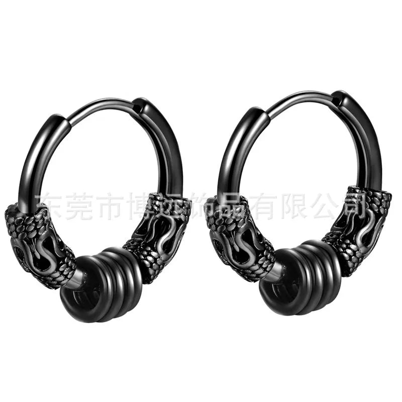 Retro Circle Earrings Korean Style Earrings Trendy  Earrings Distinctive Dragon Pattern Earrings Men's and Women's Fashion Earrings Aggressive Earrings