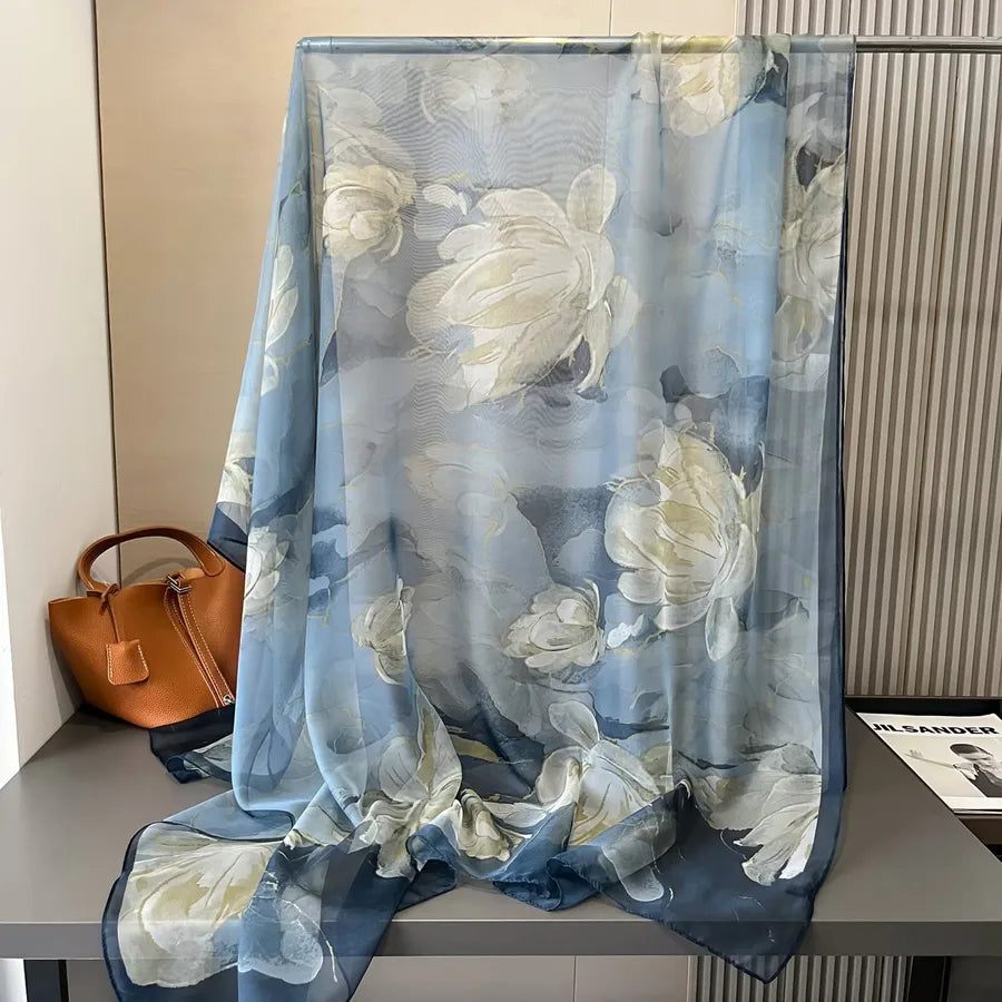 Women's Retro Flower Brocade Yarn Silk Scarf