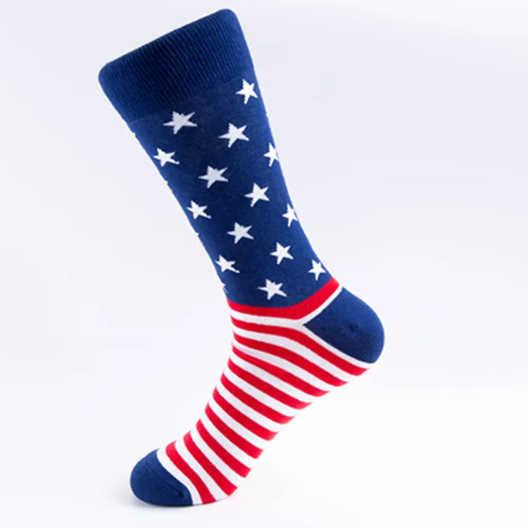 men's casual national flag stripe cotton jacquard ankle socks