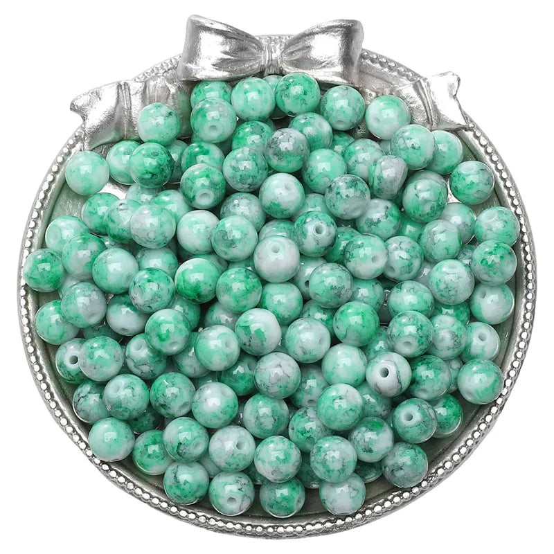 8mm Glass Gradient Porcelain Beads Round Beads Loose Beads DIY Handmade Beaded Bracelet Jewelry Accessories Material Kit Wholesale