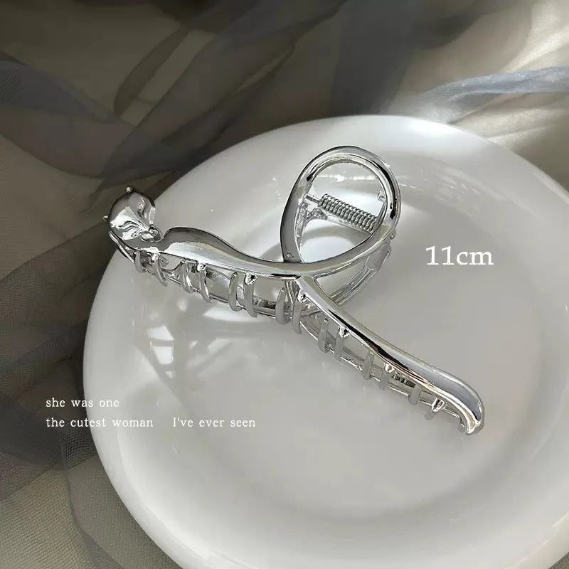 simple style sector shell rectangle imitation pearl rhinestone metal hair claws