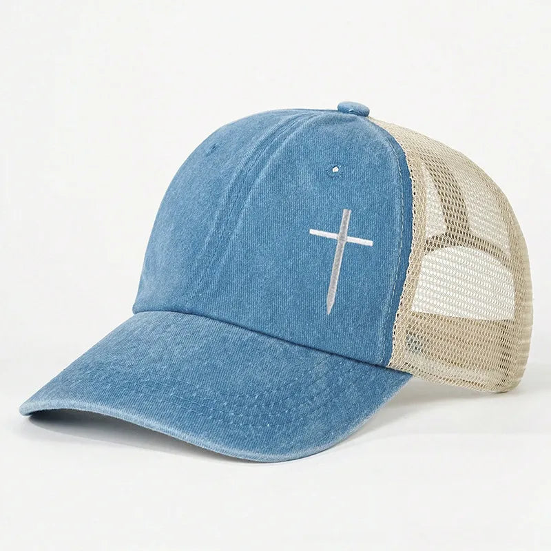 Unisex Casual Retro Cross Color Block Curved Eaves Baseball Cap