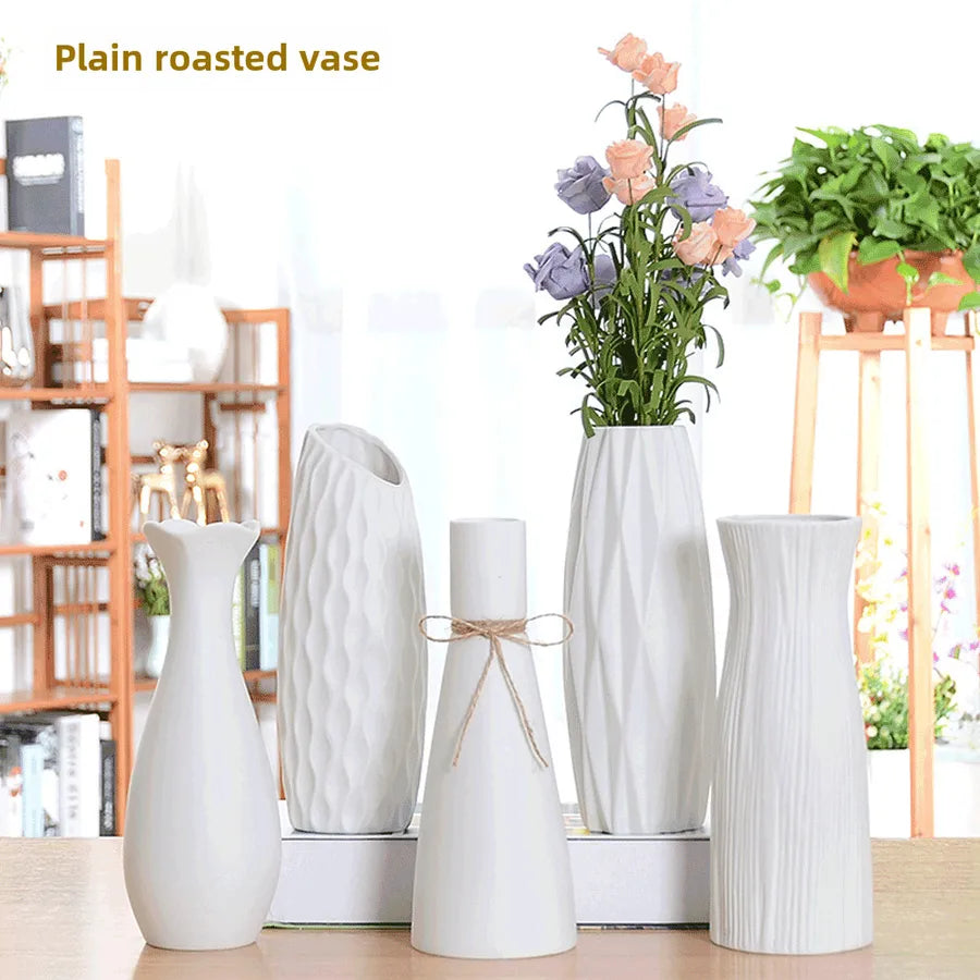 Simple Modern Star Ceramic Vase Ornaments Living Room White Porcelain Fresh Dried Flower Creative Ceramic Flower Set