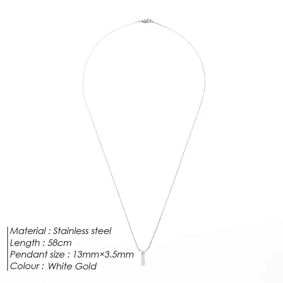 Wholesale Jewelry French Style Classic Style Cool Style Solid Color 304 Stainless Steel 18K Gold Plated White Gold Plated Pendant Necklace