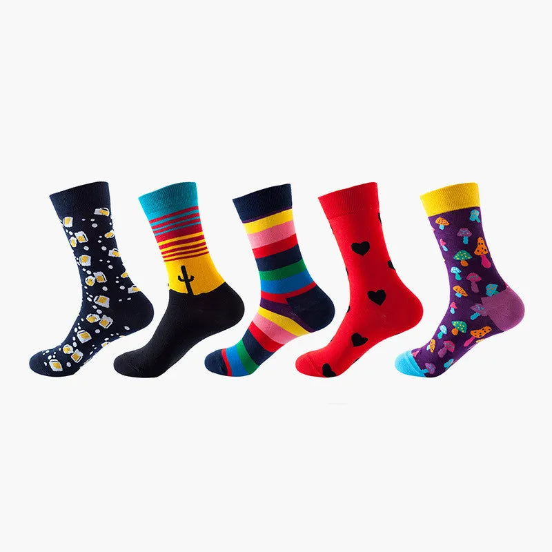 unisex fashion color block heart shape mushroom nylon cotton jacquard ankle socks